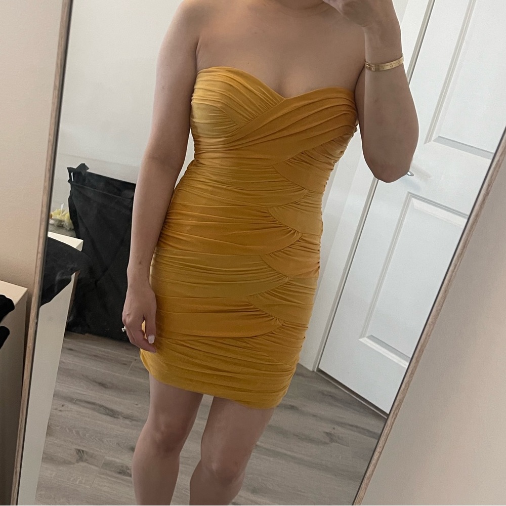 BEBE yellow tube dress